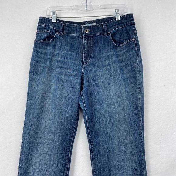 Chico's Platinum Jeans Ultimate Fit Slim Leg Stretch Denim Blue US Size 8 - Picture 2 of 13